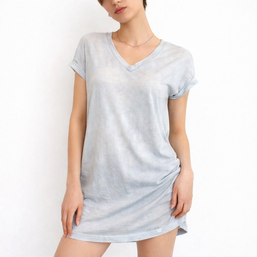 Bella Dahl Blue White V Neck Long T Shirt Dress Size XS